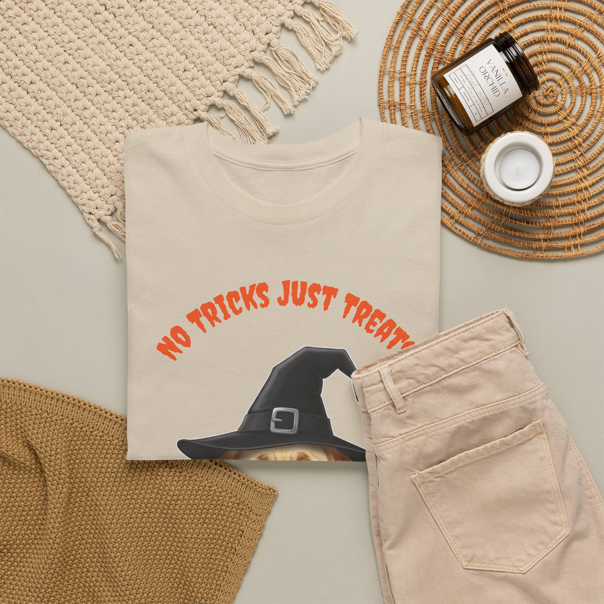 No Tricks Just Treats Golden Lab Halloween T-Shirt – Stay Weird Goods