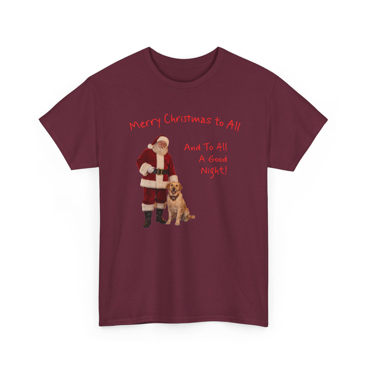 Santa and a Yellow Labrador, Merry Christmas, Unisex Heavy Cotton Tee