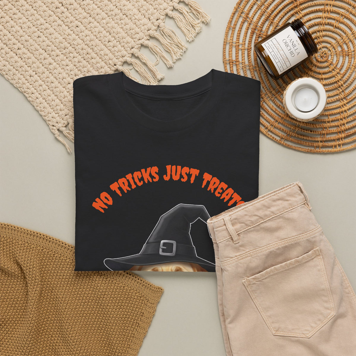 No Tricks Just Treats Golden Lab Halloween T-Shirt – Stay Weird Goods