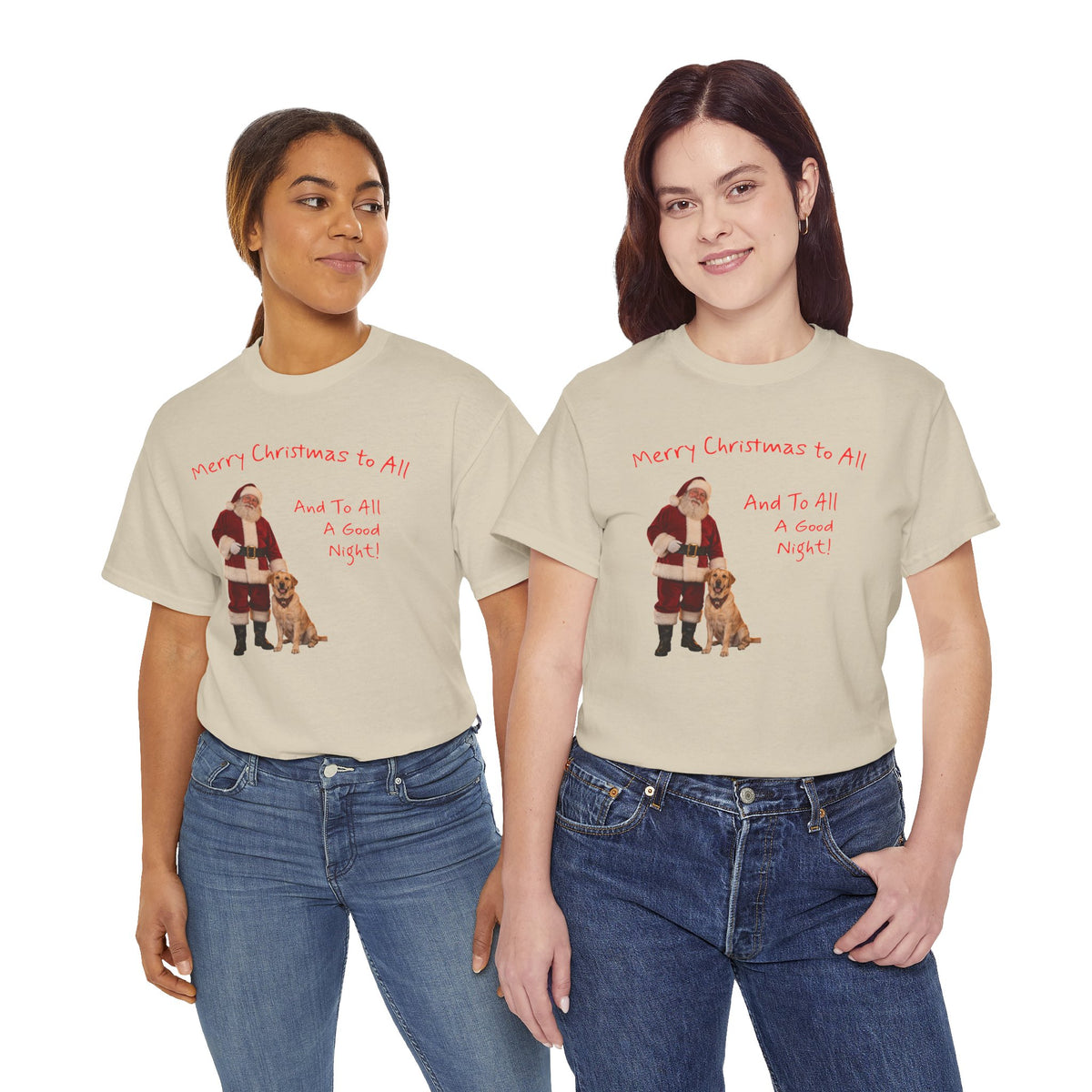 Santa and a Yellow Labrador, Merry Christmas, Unisex Heavy Cotton Tee