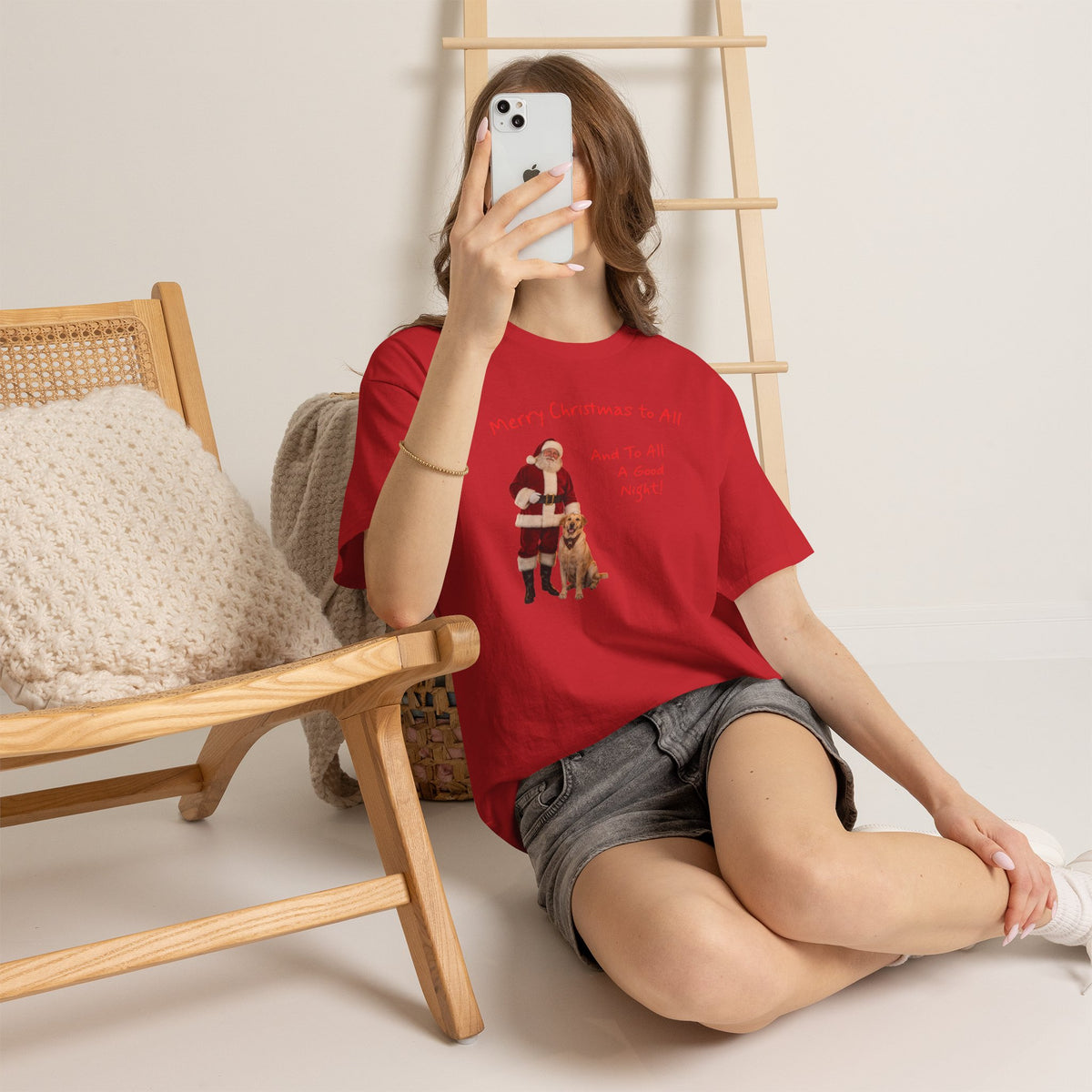Santa and a Yellow Labrador, Merry Christmas, Unisex Heavy Cotton Tee
