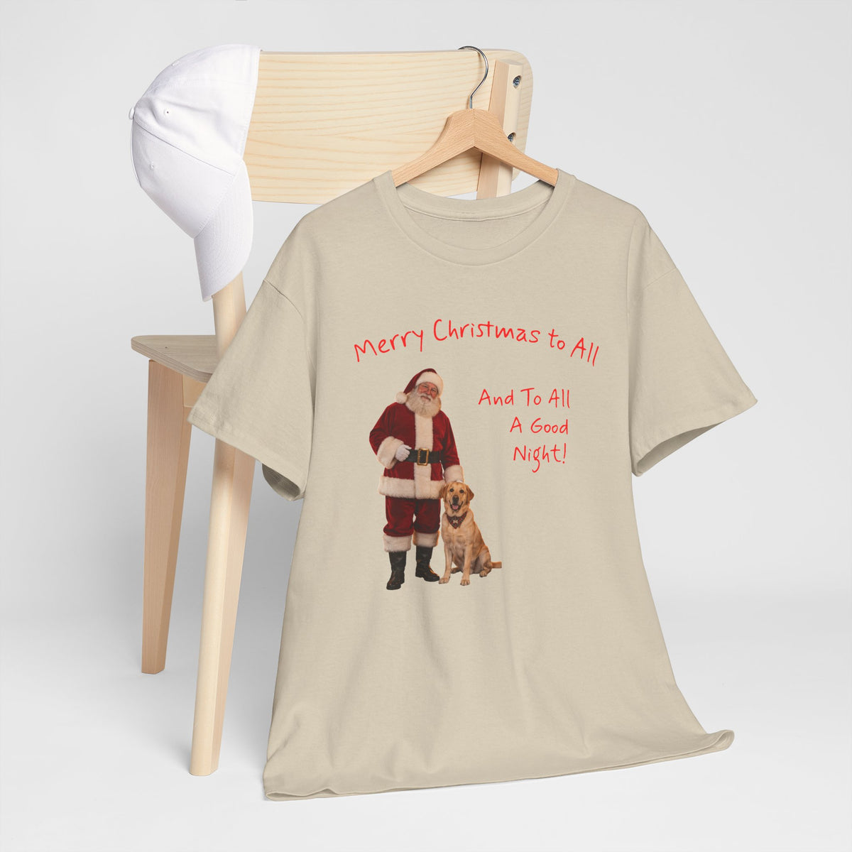 Santa and a Yellow Labrador, Merry Christmas, Unisex Heavy Cotton Tee