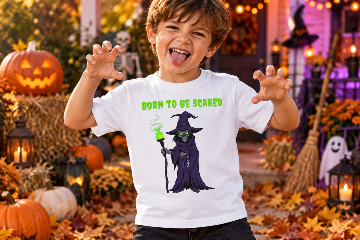 Born to Be Scared Kids Tee - Boy Lifestyle Shot