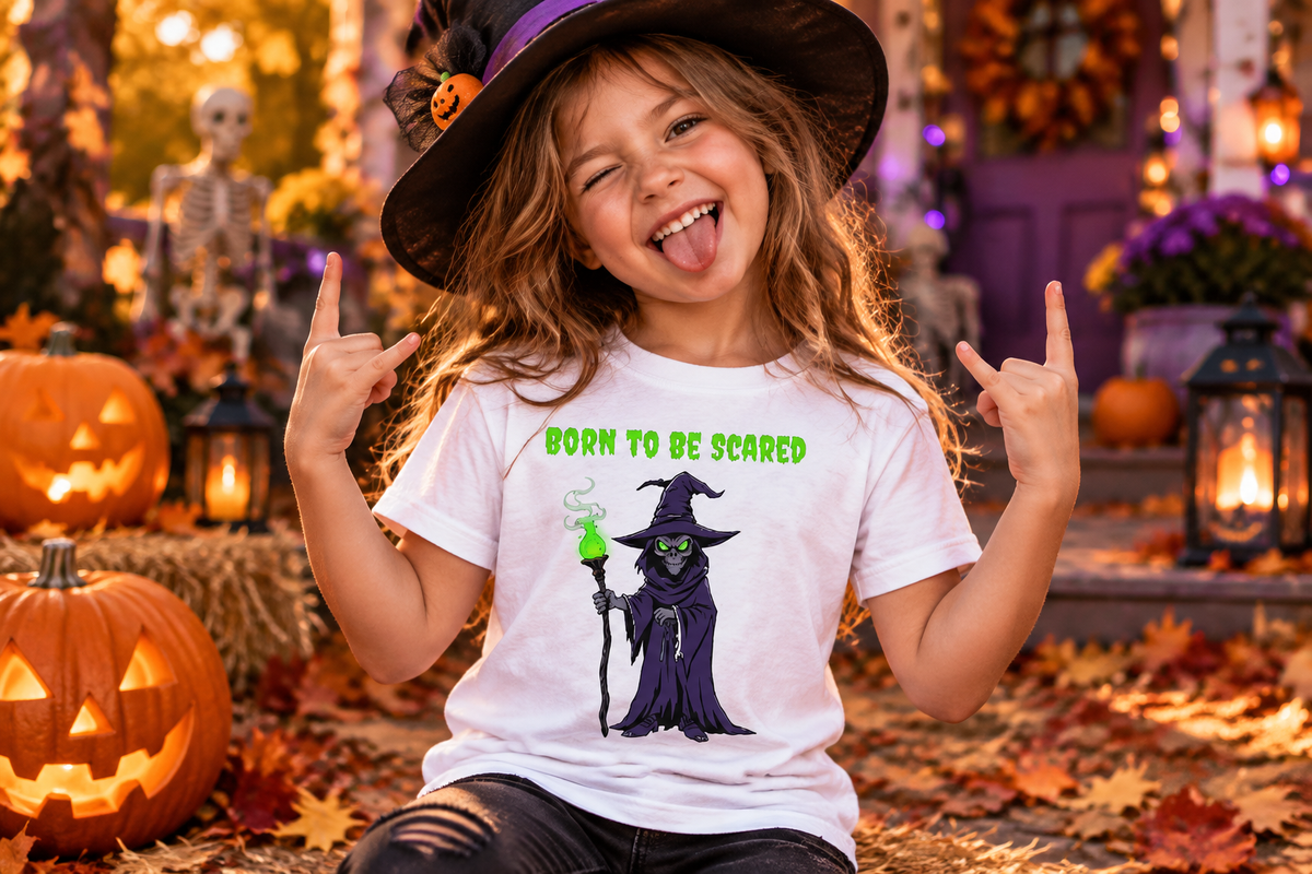 Born to Be Scared Kids Tee - Girl Lifestyle Shot