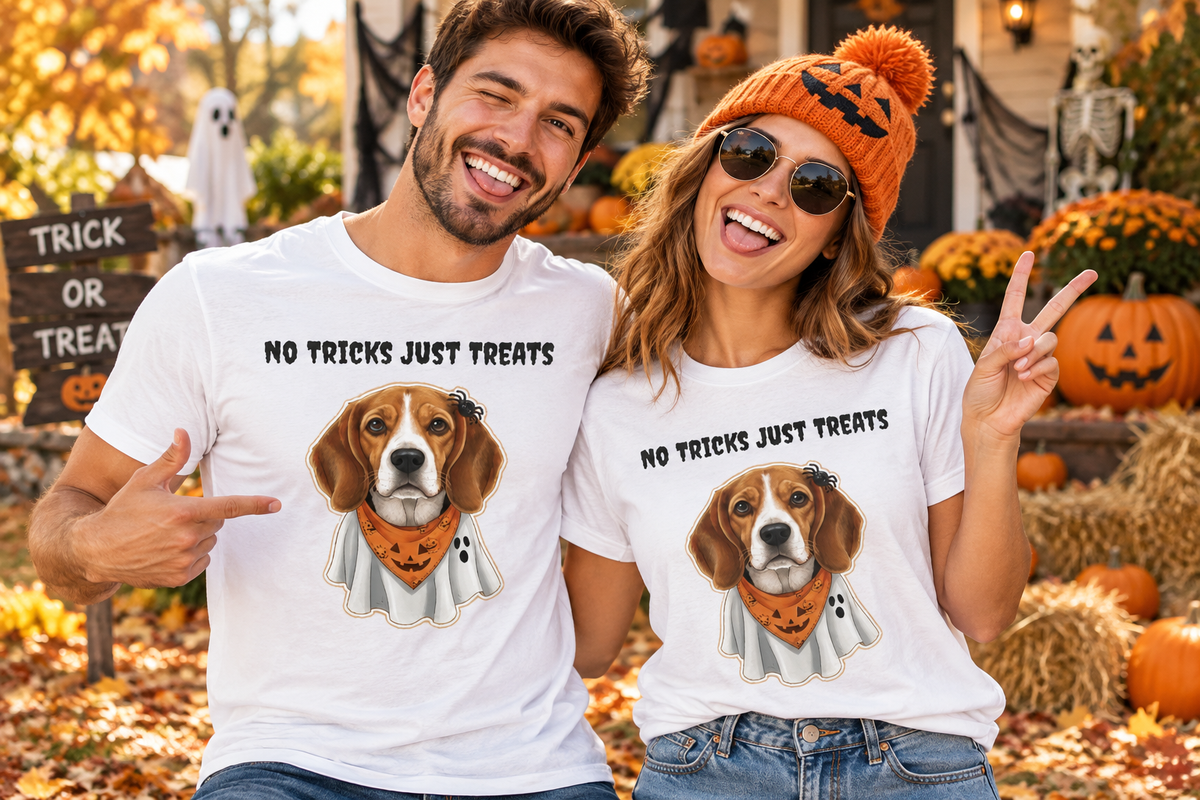 No Tricks Just Treats Beagle - Couple Lifestyle Shot